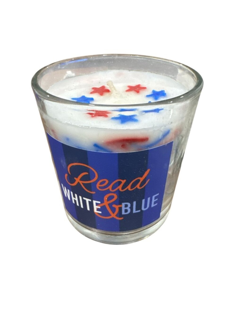Read White & Blue Soy Blend Candle With Patriotic Star Design - 8oz